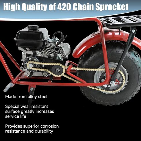 420 Gold Chain for Coleman Mini Bike CT200U CT200U-EX BT200X Baja Warrior Massimo MB200 MB165 Predator 212 196cc 200cc 6.5hp Engine Powersports Parts with 42 and 90 Links 420 Sprocket 10T in Saudi Arabia