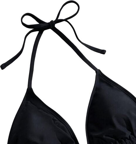 MakeMeChic Women's 4 Piece Bikini Sets Halter Neck Sleeveless Tie Back Wireless Swimsuit Summer Beachwear in Saudi Arabia