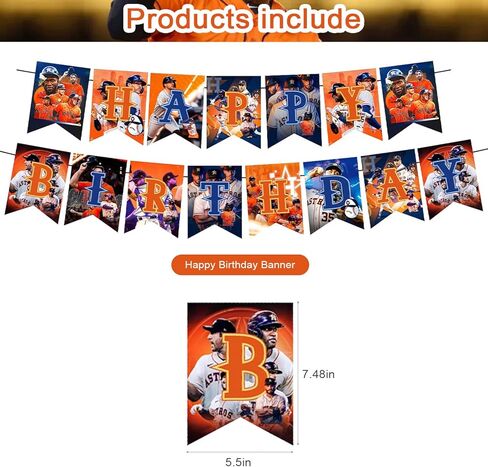 Astros Baseball Party Decorations,Birthday Party Supplies For Baseball Team Party Supplies Includes Banner - Cake Topper - 12 Cupcake Toppers - 18 Balloons in Saudi Arabia