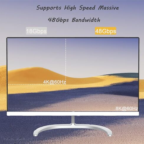 Optic Fiber HDMI 2.1 Cable 300ft,8K@60Hz 4K@120Hz Dynamic HDR 10, eARC, HDCP2.2, 4:4:4 7680x4320 Resolution, 48Gbps Optical Fiber HDMI 2.1 Cable for PS5/8K TV/LG TV in Kuwait