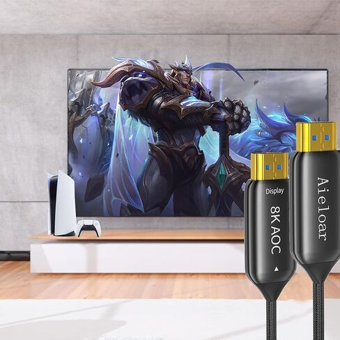 Optic Fiber HDMI 2.1 Cable 300ft,8K@60Hz 4K@120Hz Dynamic HDR 10, eARC, HDCP2.2, 4:4:4 7680x4320 Resolution, 48Gbps Optical Fiber HDMI 2.1 Cable for PS5/8K TV/LG TV in Kuwait