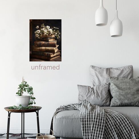 WAYUWGAN Vintage Floral Wall Art Moody Books Still Life Pictures Rustic Antique Art Oil Painting Prints Dark Academia Decor Posters for Room Aesthetic Bedroom Wall Decor 12x16in Unframed in Saudi Arabia