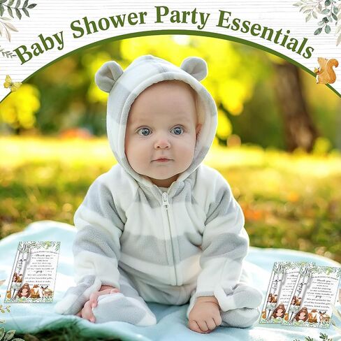 50 Sets Woodland Animals Baby Shower Favors Bulk Includes Ballpoint Pens Thank You Cards Cable Ties Woodland Baby Shower Decorations Gender Reveal for Guest Game Prizes Party Favors in Saudi Arabia