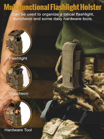 OneTigris Flashlight Holster Flashlight Holder Molle Flashlight Holster Tactical Flashlight Pouch Holder for Belt 1000D Cordura Nylon | Tactical Flashlight Holder, Fits Select Streamlight and Fenix Models for Law Enforcement, Security and EDC in Kuwait