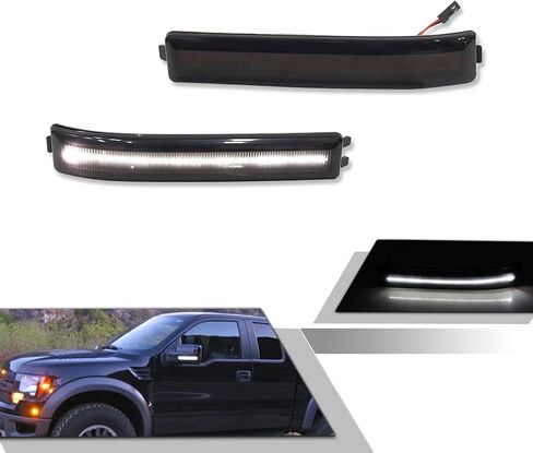 GTINTHEBOX Smoked Lens White Led Side Mirror Marker Turn Signal Light Lamp for 2009-2014 Ford F150 in Saudi Arabia