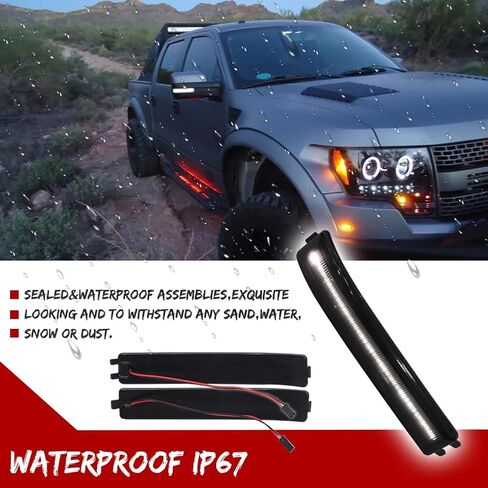 GTINTHEBOX Smoked Lens White Led Side Mirror Marker Turn Signal Light Lamp for 2009-2014 Ford F150 in Saudi Arabia