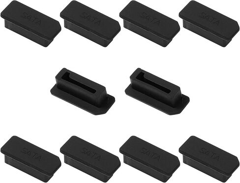 uxcell 10 قطع SATA غطاء غطاء مضاد للغبار، سدادات سيليكون مقاومة للغبار لأجهزة الكمبيوتر المحمول موصل منفذ SATA، أسود in Saudi Arabia