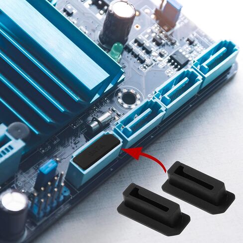 uxcell 10 قطع SATA غطاء غطاء مضاد للغبار، سدادات سيليكون مقاومة للغبار لأجهزة الكمبيوتر المحمول موصل منفذ SATA، أسود in Saudi Arabia