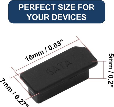 uxcell 10 قطع SATA غطاء غطاء مضاد للغبار، سدادات سيليكون مقاومة للغبار لأجهزة الكمبيوتر المحمول موصل منفذ SATA، أسود in Saudi Arabia