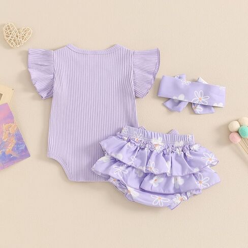 4th of July Baby Girl Outfit Short Sleeve Newborn Romper Ruffle Stripe Star Shorts My 1st 4th of July Outfits in Saudi Arabia