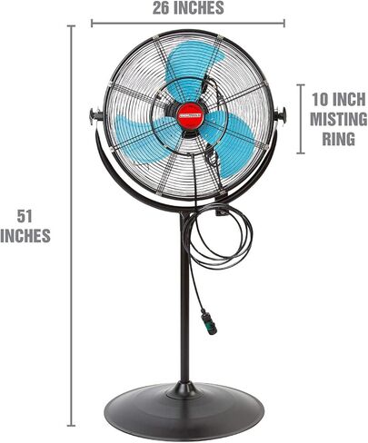 OEMTOOLS 23978 مروحة رذاذ بقاعدة مائلة مقاس 20 بوصة، مراوح خارجية للباحات، مراوح رذاذ مقاومة للماء للخارج، مروحة مع رذاذ، رذاذ مروحة للتبريد، مروحة خارجية مع رذاذ للفناء، مقاومة للماء in Kuwait