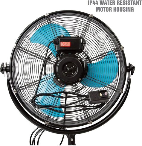 OEMTOOLS 23978 مروحة رذاذ بقاعدة مائلة مقاس 20 بوصة، مراوح خارجية للباحات، مراوح رذاذ مقاومة للماء للخارج، مروحة مع رذاذ، رذاذ مروحة للتبريد، مروحة خارجية مع رذاذ للفناء، مقاومة للماء in Kuwait