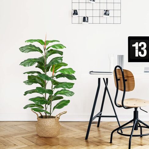 GAOMON Artificial Fiddle Leaf Fig Tree 39 inch, Faux Ficus Lyrata Plant in Pot with Woven Basket, Nearly Natural Artificial Fake Plant for Home Decor Indoor Outdoor Office Perfect Housewarming Gift in Saudi Arabia