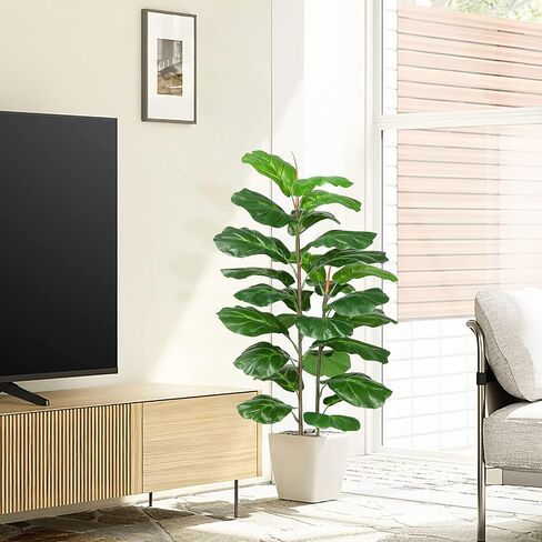 GAOMON Artificial Fiddle Leaf Fig Tree 39 inch, Faux Ficus Lyrata Plant in Pot with Woven Basket, Nearly Natural Artificial Fake Plant for Home Decor Indoor Outdoor Office Perfect Housewarming Gift in Saudi Arabia