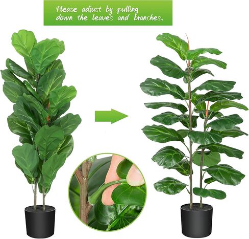 GAOMON Artificial Fiddle Leaf Fig Tree 39 inch, Faux Ficus Lyrata Plant in Pot with Woven Basket, Nearly Natural Artificial Fake Plant for Home Decor Indoor Outdoor Office Perfect Housewarming Gift in Saudi Arabia