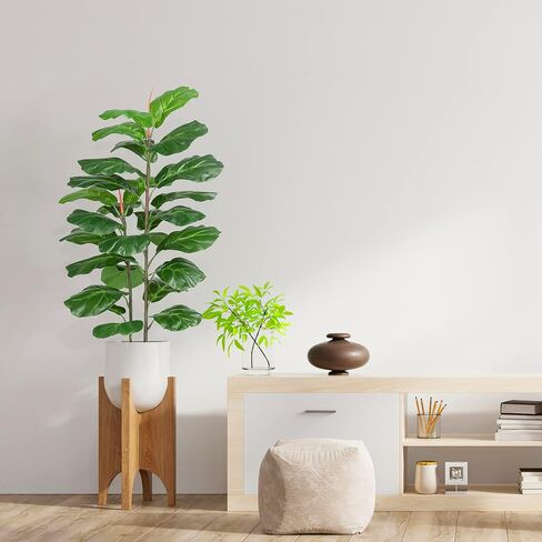 GAOMON Artificial Fiddle Leaf Fig Tree 39 inch, Faux Ficus Lyrata Plant in Pot with Woven Basket, Nearly Natural Artificial Fake Plant for Home Decor Indoor Outdoor Office Perfect Housewarming Gift in Saudi Arabia
