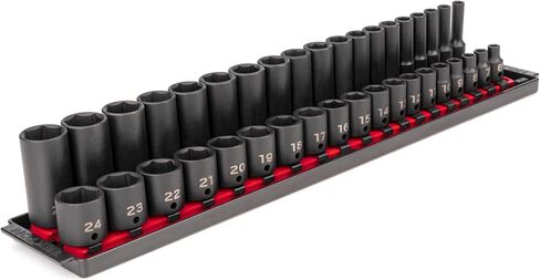 TEKTON 3/8 Inch Drive Deep 6-Point Impact Socket Set with Rail, 9-Piece (5/16-3/4 in.) | SID91101 in Saudi Arabia