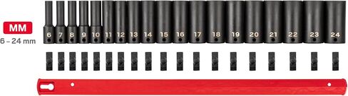 TEKTON 3/8 Inch Drive Deep 6-Point Impact Socket Set with Rail, 9-Piece (5/16-3/4 in.) | SID91101 in Saudi Arabia