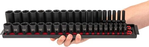 TEKTON 3/8 Inch Drive Deep 6-Point Impact Socket Set with Rail, 9-Piece (5/16-3/4 in.) | SID91101 in Saudi Arabia