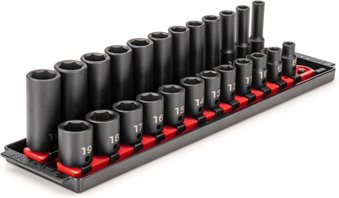 TEKTON 3/8 Inch Drive Deep 6-Point Impact Socket Set with Rail, 9-Piece (5/16-3/4 in.) | SID91101 in Saudi Arabia
