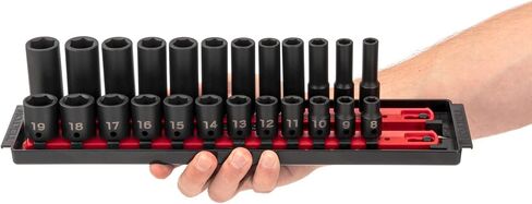 TEKTON 3/8 Inch Drive Deep 6-Point Impact Socket Set with Rail, 9-Piece (5/16-3/4 in.) | SID91101 in Saudi Arabia