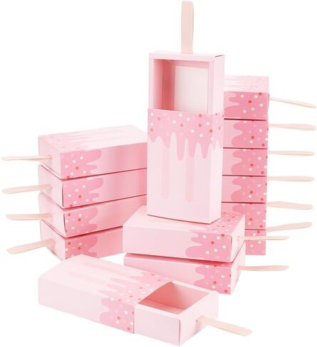 PH PandaHall Paper Ice Cream Shape Gift Boxes, 20 pcs 3.6x2 Inch Mini Cartoon Candy Folding Paper Box Party Favor Candy Box for Halloween Birthday Wedding, Pink in Saudi Arabia