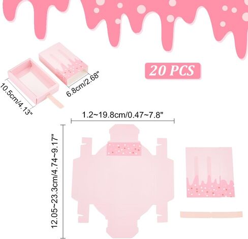 PH PandaHall Paper Ice Cream Shape Gift Boxes, 20 pcs 3.6x2 Inch Mini Cartoon Candy Folding Paper Box Party Favor Candy Box for Halloween Birthday Wedding, Pink in Saudi Arabia