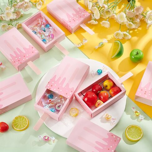 PH PandaHall Paper Ice Cream Shape Gift Boxes, 20 pcs 3.6x2 Inch Mini Cartoon Candy Folding Paper Box Party Favor Candy Box for Halloween Birthday Wedding, Pink in Saudi Arabia