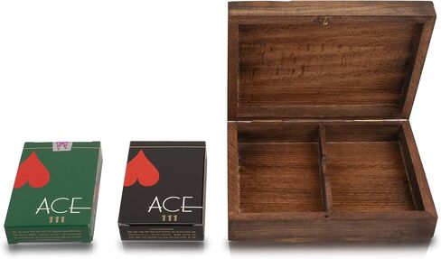 Rustic Birthday Gift Ideas Handcrafted Classic Wooden Playing Card Holder Deck Box Storage Case Organizer With 2 Sets of Premium Quality 'Ace' Playing Cards Anniversary Housewarming Gifts Him Her in Saudi Arabia