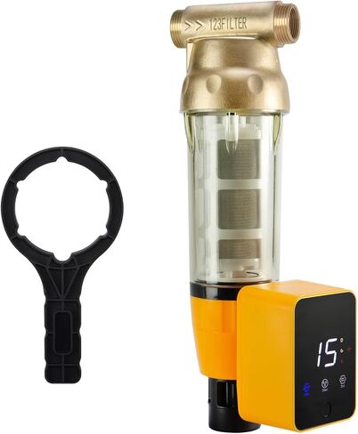 iSpring WSP50GR Reusable Spin Down Sediment Water Filter, 50 Micron with Built-in Housing Scraper, 360° Rotatable Head, Pressure Gauge, Blue in Saudi Arabia