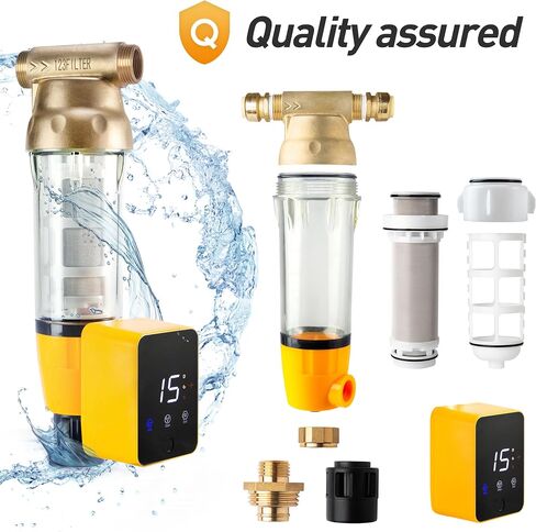 iSpring WSP50GR Reusable Spin Down Sediment Water Filter, 50 Micron with Built-in Housing Scraper, 360° Rotatable Head, Pressure Gauge, Blue in Saudi Arabia