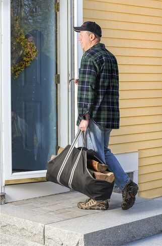 ShelterLogic 90418 20" Heavy-Duty Open Ended Water-Repellent Log Holder Firewood Carrier Bag, Black in Saudi Arabia