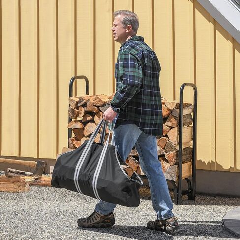 ShelterLogic 90418 20" Heavy-Duty Open Ended Water-Repellent Log Holder Firewood Carrier Bag, Black in Saudi Arabia