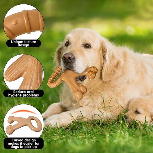 4 Pcs Indestructible Dog Toys for Aggressive Chewers Tough Beef Peanut Flavor Dog Chew Bone for Aggressive Chewers Durable Nylon Textured Chew Bones for Large Dogs Pets Teething, Dog Gift in Saudi Arabia
