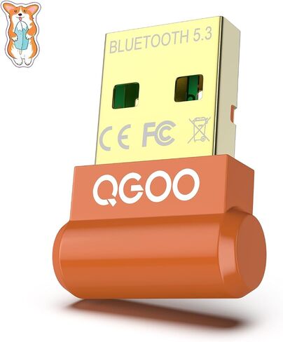 محول بلوتوث USB للكمبيوتر الشخصي - QGOO Bluetooth Dongle 5.3 EDR، مستقبل بلوتوث لاسلكي للكمبيوتر المكتبي والكمبيوتر المحمول بلوتوث Windows 8.1/10/11 (orange-242) in Kuwait