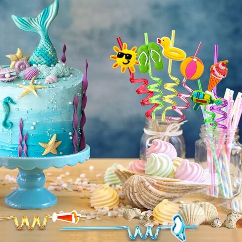 24 شفاطة للشرب على الشاطئ للأطفال، كرة الشاطئ، حمام السباحة، لوازم حفلات أعياد الميلاد الصيفية، ديكورات مفضلة مع 2 قطعة من فرش التنظيف in Kuwait