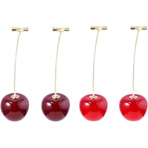2 Pairs Cherry Earrings for Women Girls 3D Red Cherry Dangle Drop Earrings Crystal Simulation Cherry Earrings Cute Fruits Earring Tassel Earrings Jewelry Gifts