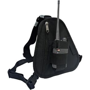 Universal Radio Chest Harness Radio Holster Shoulder Strap Walkie Talkie chest rig Pack Pouch Holster for Baofeng Motorola EP450 Quansheng Black