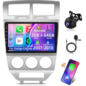 [2+64G] Android 13 Car Radio for Dodge Caliber 2007-2012 - Wireless Carplay and Android Auto - 10.1 Inch Touchscreen Radio with WiFi/GPS/FM RDS Radio/SWC + AHD Rear View Camera in Kuwait