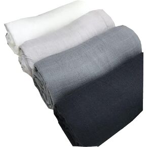 HGHG 4 Pack Organic Cotton Muslin Swaddle Blankets|Premium Receiving Blanket|for Newborn Baby Gift White/Black/Beige/Grey (Solid Color 5)