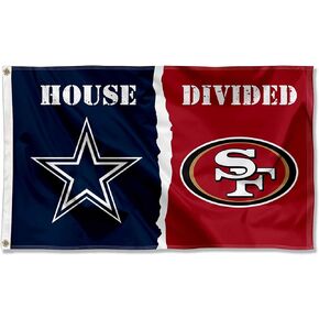 Cowboys and 49ers House Divided Flag Rivalry Banner