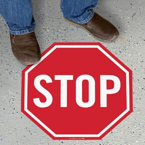 SmartSign “Stop" Anti Slip Adhesive Octagonal Floor Sign | 24" x 24"