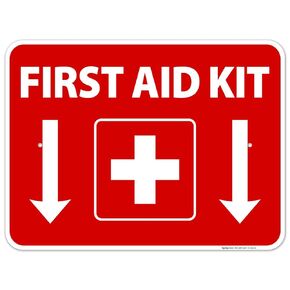 Sigo Signs First Aid Kit Sign, (2 Pack) Sticker, 10x7 Inches, 4 Mil Vinyl Self Adhesive Durable Decal Stickers, Long Lasting, Weatherproof and UV Protected, Made in USA by Sigo Signs