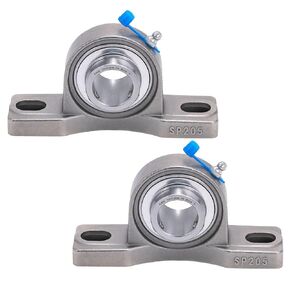 XIKE 2 Pcs SUCP204-12 Bore 3/4" All Stainless Steel Pillow Block Square Flange Mounted Ball Bearings, Solid Base and Self Aligning.
