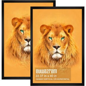 Picture Frame, Set of 2 - 22.375 x 34 inches, Matte Black Poster Frames for Display Artwork, Puzzles, Photos and Movie Posters