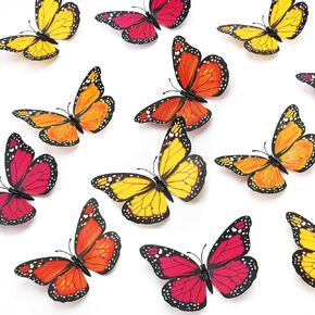 40Pcs Monarch Butterfly Decorations Bulk,4.72'' Halloween Butterfly Wall Decor Artificial Monarch Butterfly Magnetic Butterfly Decor 3D Monarch Butterfly Wall Decal for Craft Home Wall Bedroom