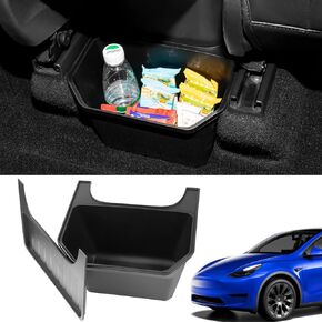 Motrobe 2024 Upgraded 2PCS Tesla Model Y Under Seat Storage Box Organizer Underseat Hidden Tray with Lid for 2020-2024 Model Y Interior Accessories