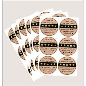 5 Star Review Stickers,2 inch 300pcs Thank You for Your Order 5 Star Delivery Labels