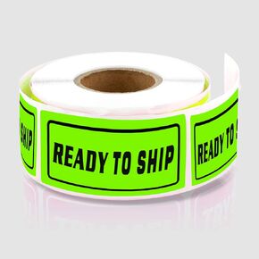 Ready to Ship Green Fluorescent Shipping Label Stickers for Packing Mailing,1x2Inches,500Pcs.