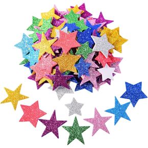 BBTO Glitter Foam Stickers Self-Adhesive Star Stickers for Birthday Graduation Party Decor, Assorted Colors and Sizes, 5 Sets